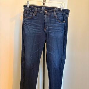 Ag Adriano Goldschmied Dark Blue Straight Jeans. The Harper